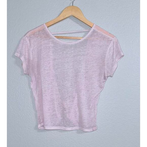 Gilly Hicks Tops - Y2K Gilly Hicks Pink Burnout Open Back Twist Tee Athleisure Balletcore Coquette